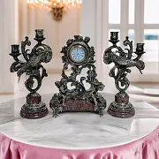 На память: Каминные часы «Колибри» с канделябрами — фотография 1