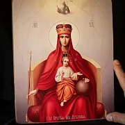 Икона Богоматери "Державная" дерево, ручная работа — необычный подарок — фотография 6