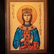 На память: Деревянная Икона "Святая Екатерина" — фотография 3