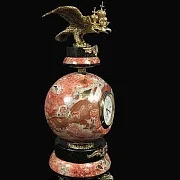 Настольные часы «Двуглавый орел» из змеевика и креноида — оригинальный подарок — фотография 2