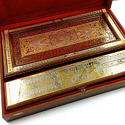 Деревянные нарды «Узор» с позолоченной златоустовской гравюрой — оригинальный подарок — фотография 1