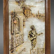 Бронзовая картина «Серенада. Парень» с подсветкой — оригинальный подарок — фотография 2