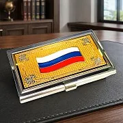 Визитница «Флаг» с эмалью. Златоуст — красивый подарок — фотография 1