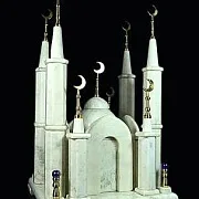 На память: Часы «Мечеть» из мрамора в кожаном чемодане — фотография 3