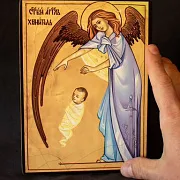 Икона в детскую "Ангел Хранитель" — оригинальный подарок — фотография 1