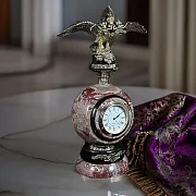 Настольные часы «Двуглавый орел» из змеевика и креноида — оригинальный подарок — фотография 1