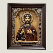 Святой Царь Константин икона резная из дерева — необычный подарок — фотография 1