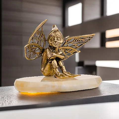 Ручная работа: Статуэтка «Мечтающий Эльф» из бронзы на ониксе