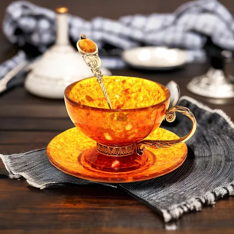 Кофейный набор из янтаря и бронзы — необычный подарок